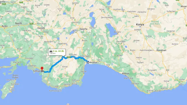Antalya Fethiye arası kaç km?