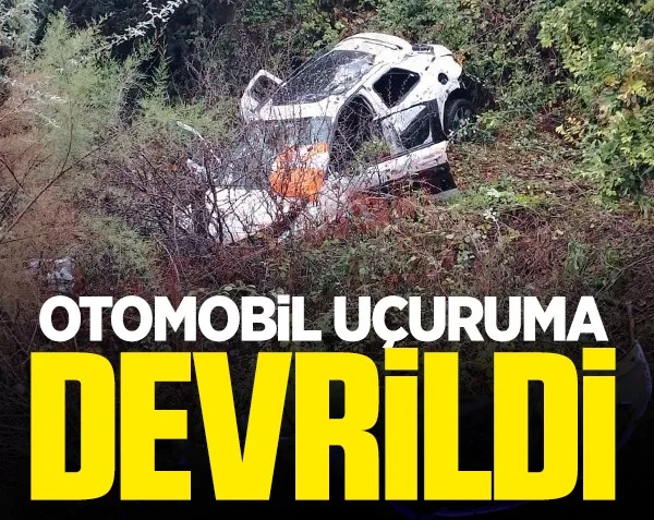 Otomobil uçuruma devrildi