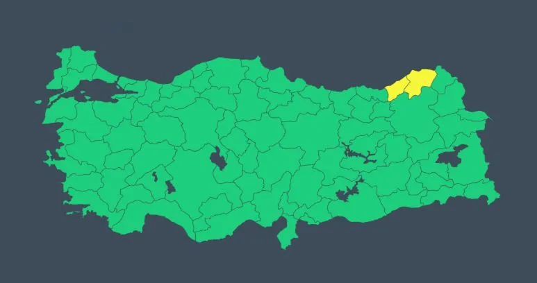 Rize için sarı uyarı