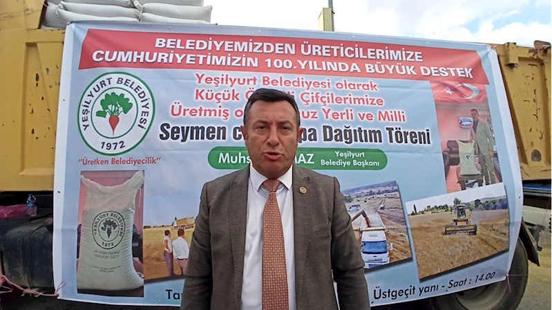 Yeşilyurt Belediyesinden çiftçilere 20 ton arpa tohumu desteği