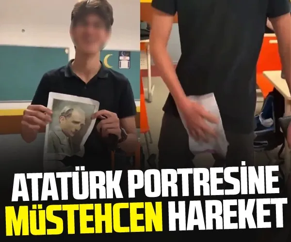 Atatürk portresine müstehcen hareket!