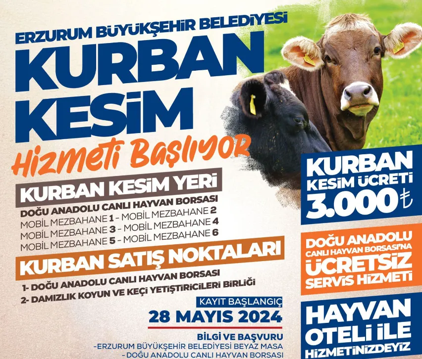 Erzurum Büyükşehir Belediyesi, Kurban Bayramı Hazırlıklarını Tamamladı: Güvenilir ve Hijyenik Hizmetler Sunulacak