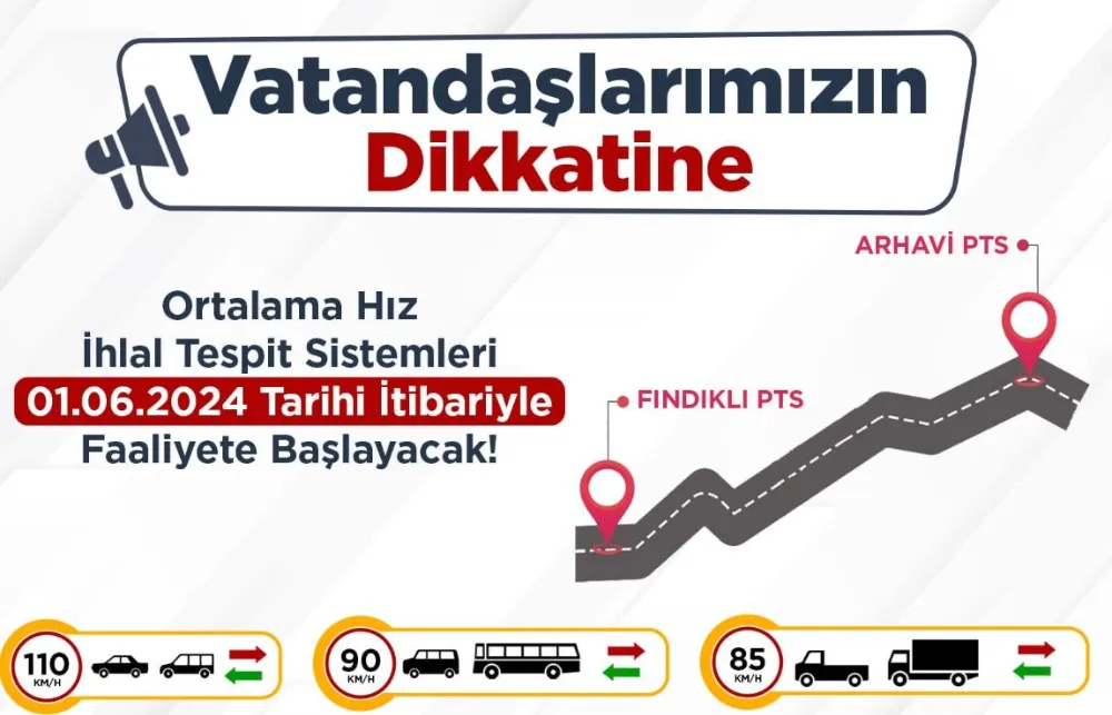 Artvin Valiliği: Hız İhlal Tespit Sistemleri Faaliyete Geçiyor