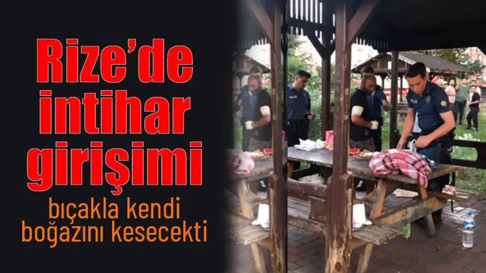 Rize sahilde hareketli anlar,boğazına bıçak dayadı