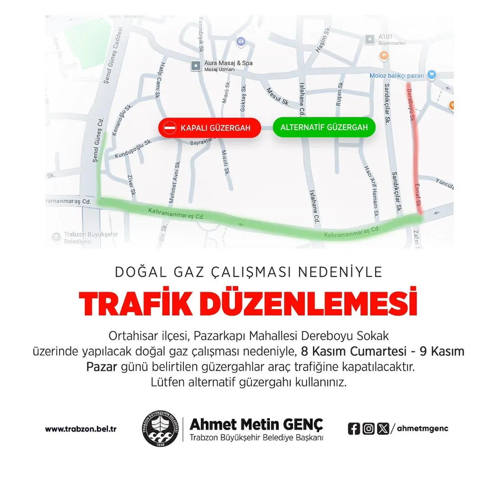 Trabzon’da Pazarkapı Mahallesi’nde Trafik Kesintisi