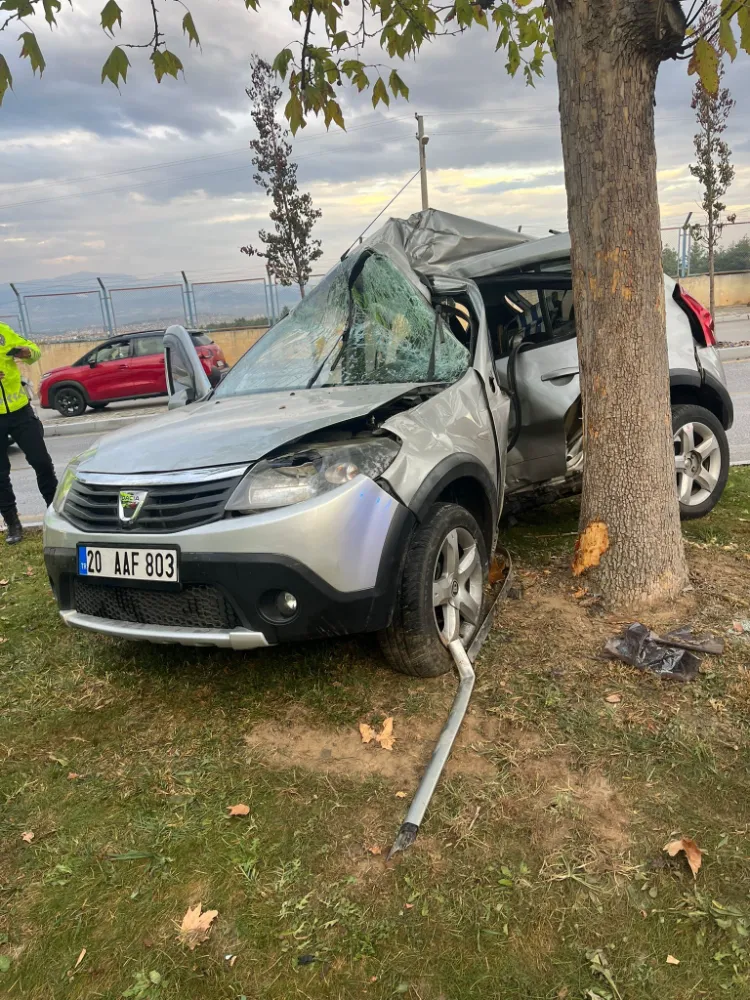 Ağaca çarpıp ikiye bölünen otomobildeki kadın hayatını kaybetti