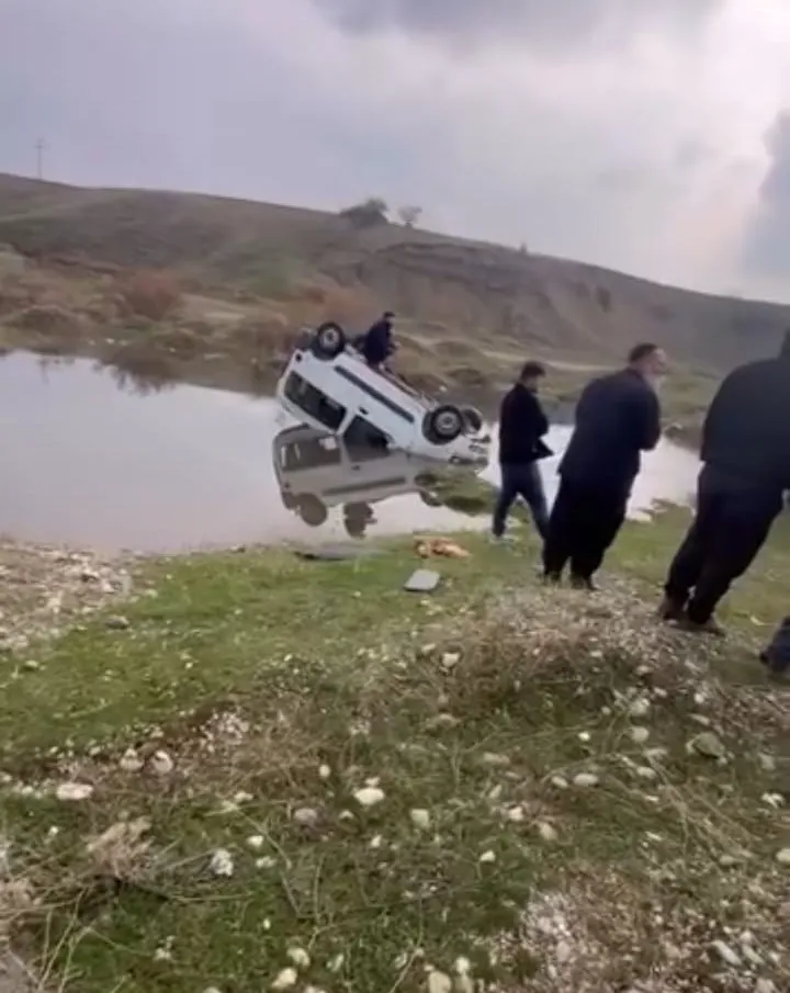 Batman’da hafif ticari araç gölete devrildi: Sürücü yaralandı