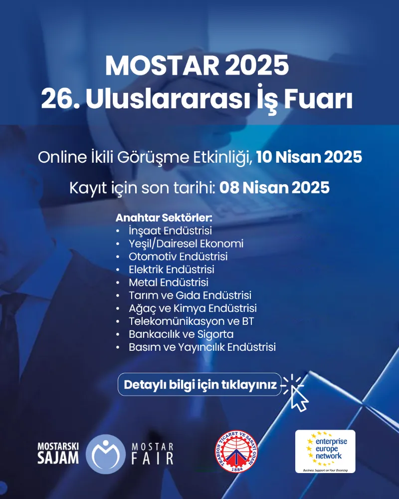 Trabzon Ticaret ve Sanayi Odasından Mostar 2025 İş Fuarı’na Davet