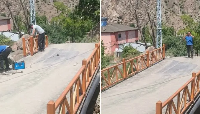 Oltu Belediyesi, Ayvalı Mahallesi Köprüsüne Ahşap Korkuluklar Yerleştirdi