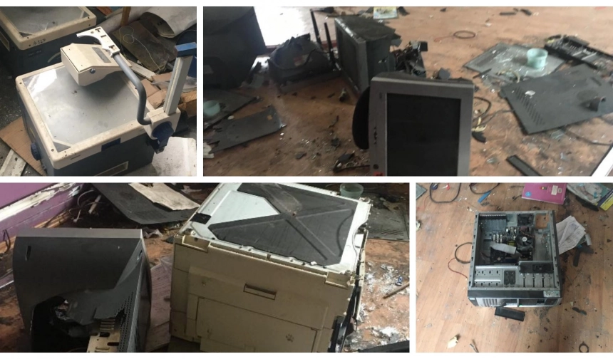 Terk edilen okulda skandal görüntüler